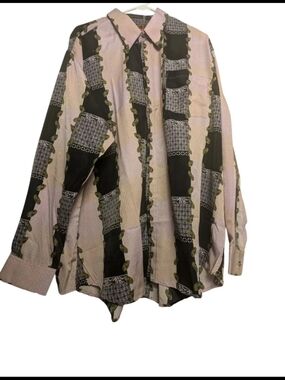 Dagacci Mens Long Sleeve shirt Spectacularly Gaudy Pink Gold And Black Pattern